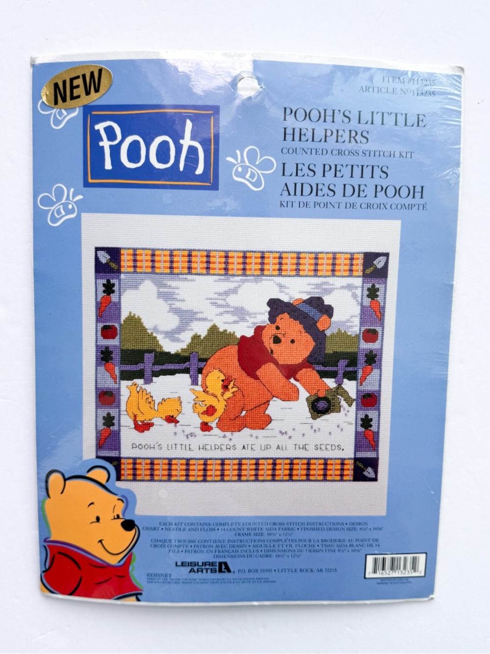 Vtg Disney Winnie the Pooh Cross Stitch Kit Sealed Leisure Arts Poohs Helpers